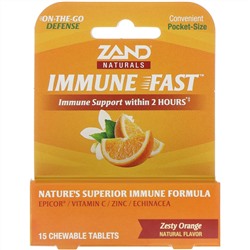 Zand, Immune Fast, пикантный апельсин, 15 жевательных таблеток
