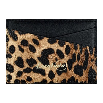 Чехол для пластиковых карт 105х70 мм 70777 "ЛЕОПАРД ТЁМНО-КОРИЧНЕВЫЙ" 1 отд.,2 кармана Феникс