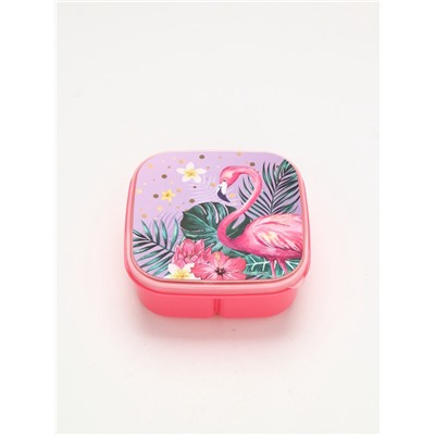 Ланч - бокс квадратный с секциями и ложкой «Фламинго», 400 мл
