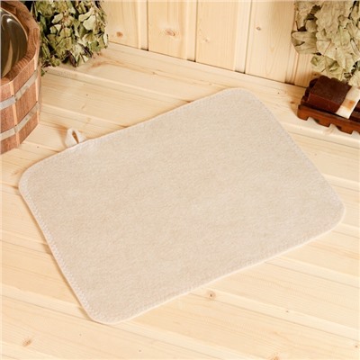 Коврик - сидушка для бани и сауны, 44×34 см, 70% полиэфир, 30% шерсть, белый, «Добропаровъ»