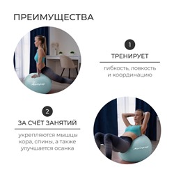 Фитбол 65 см, 900 г, антивзрыв, цвет мятный