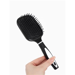 Расчёска массажная, широкая, с зеркалом, 8.3×24 (±1) см, чёрная