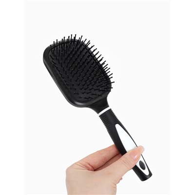 Расчёска массажная, широкая, с зеркалом, 8.3×24 (±1) см, чёрная