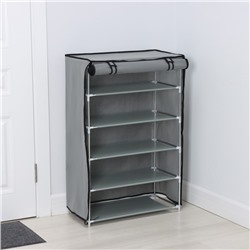Полка для обуви с чехлом LaDо́m, 5 уровней, 60×30×90 см, серая