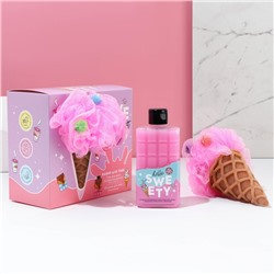Подарочный набор косметики SWEET GIFT, гель для душа 300 мл и мочалка, Чистое счастье