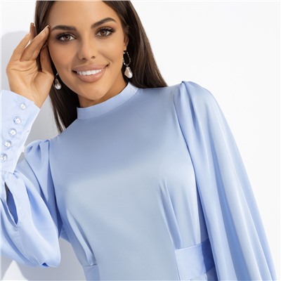 Платье с объемными рукавами, Притяжение элегантности (голубая симфония)