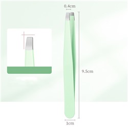 Набор пинцетов для бровей и ресниц 4 шт. в кожаном чехле. Цвет: Мята
