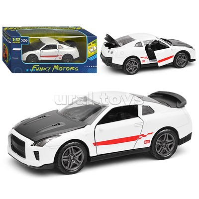 Белая инерционная машинка Спорткар с дизайном die-cast,1:32, открывающиеся двери