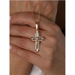 Крест из золочёного серебра с чернением - 4,7 см 925 пробы 3-287чз