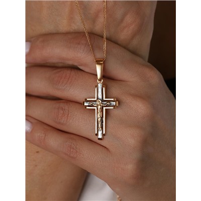 Крест из золочёного серебра с чернением - 4,7 см 925 пробы 3-287чз