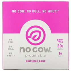 No Cow, Protein Bar, Birthday Cake, 12 Bars, 2.12 oz (60 g) Each