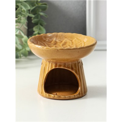 Аромалампа для эфирных масел «Лотос», керамика, коричневая, 11.4×11.4×9 см