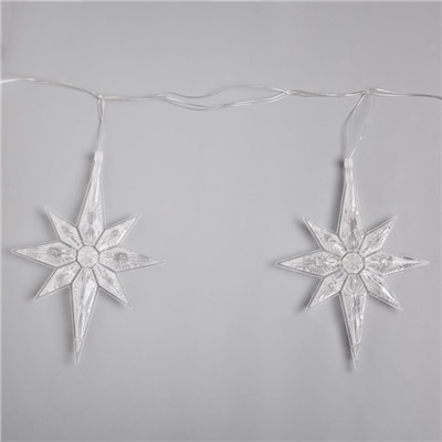 УЦЕНКА Гирлянда «Нить», 2 м, с насадками «Полярная звезда», IP20, 30 LED, 220 В, мигание, прозрачная нить, свечение мульти