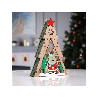 Светодиодная фигура «Олень с подарками» 20×30×5.5 см, дерево, батарейки AAAх2 (не в комплекте), свечение тёплое белое