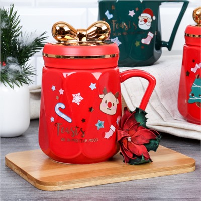 Кружка новогодняя с крышкой /450 мл/ 312 /уп 60/