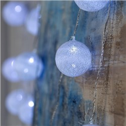 УЦЕНКА Гирлянда «Нить» 5 м с насадками «Клубки белоснежные», IP20, прозрачная нить, 20 LED, свечение белое, 220 В