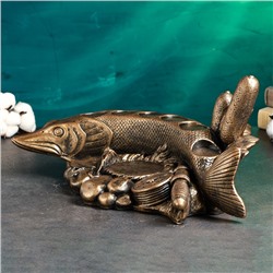 Подставка для бутылки «Рыба Щука», 46×26×22 см, бронза