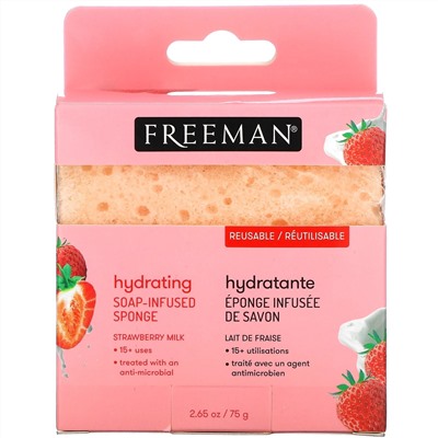 Freeman Beauty, Hydrating Soap-Infused Sponge, Strawberry Milk, 1 Sponge, 2.65 oz (75 g)