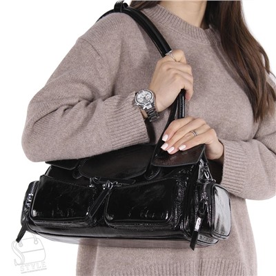 Сумка женская кожаная 3350Q black Polina&Eiterou