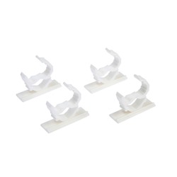 Держатель самоклеящийся для проводов ТУНДРА krep, d=20 мм, 60×20×40 мм, белый, 4 шт.