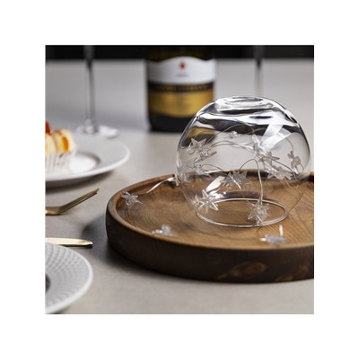 Гирлянда «Нить» 2 м роса с насадками «Снежная звезда», IP20, серебристая нить, 20 LED, 2 режима, батарейки ААх2 (нет в комплекте), свечение белое