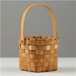 Корзина плетёная для хранения, 13×13×11 см, ручка h=12 см, секвойя, цвет натуральный