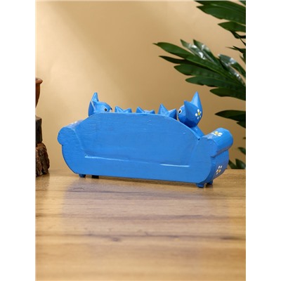 Сувенир «Кошачье семейство», 20×5×10 см, дерево, синий