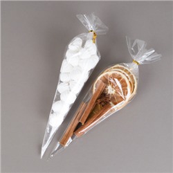 Пакет подарочный конус набор 100 штук 37х18 см / TG1837 /уп 50/100 пакетов+100 зажимов