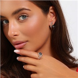 Комплект ювелирной бижутерии коллекция "Дубай" серьги и кольцо 19 р, покрытие позолота, вставка: фианиты, цвет: черный и прозрачный, арт.215.472-19