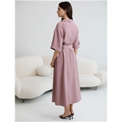 Платье-рубашка А-силуэта с поясом и карманами из плотного лиоцелла