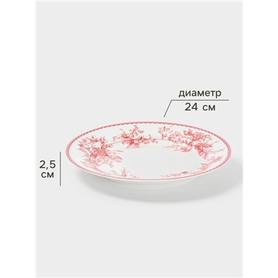 Тарелка Дулевский фарфор «Райские ландыши», d=24 см, белая