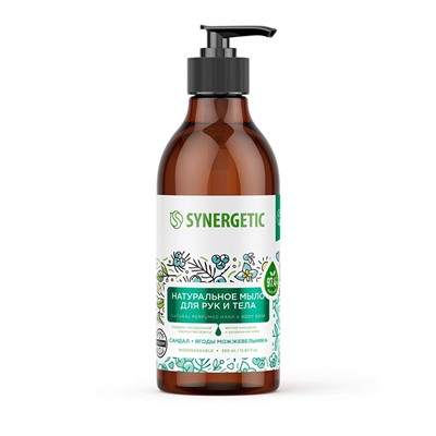 Жидкое мыло Synergetic «Сандал и ягоды можжевельника», для рук и тела, 380 мл