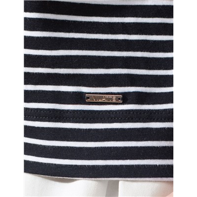 Лонгслив в полоску с рукавами-буфами из премиального хлопка с эластаном