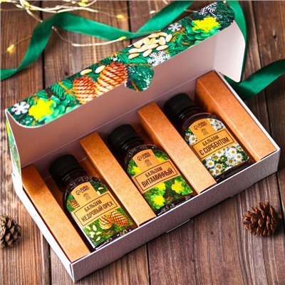 Подарочный набор новогодний, безалкогольных бальзамов 3 шт.×110 мл «Тонизирующий»