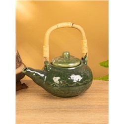 Набор чайный «Флора», чайник, 2 кружки, 25×21×17 см, керамика, зелёный