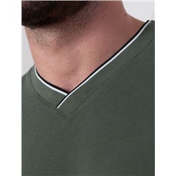 Футболка с V-вырезом из премиального хлопка с эластаном