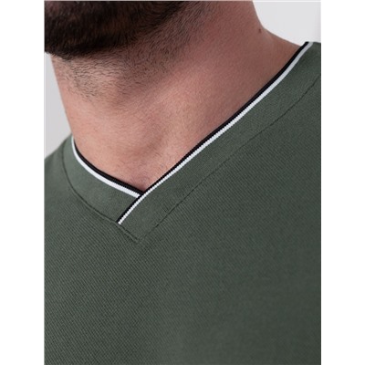 Футболка с V-вырезом из премиального хлопка с эластаном