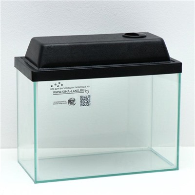 УЦЕНКА Аквариум прямоугольный с крышкой, 15 литров, 34×17×25/27.5 см, чёрный