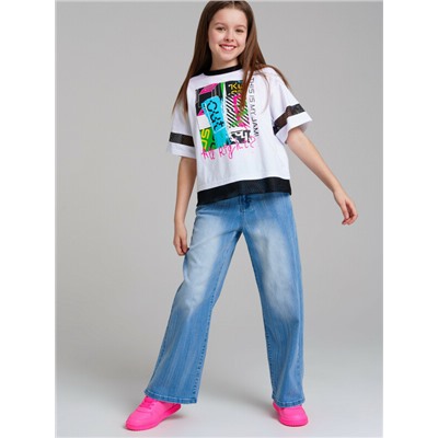 Брюки текстильные джинсовые для девочек