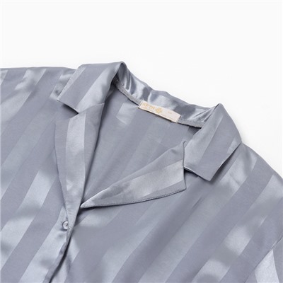 Пижама женская (рубашка, брюки) KAFTAN «Полоска», серо-голубая, размер 48-50