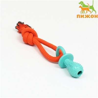 Игрушка жевательная с канатом «Сосочка», до 25 см, оранжевая, голубая