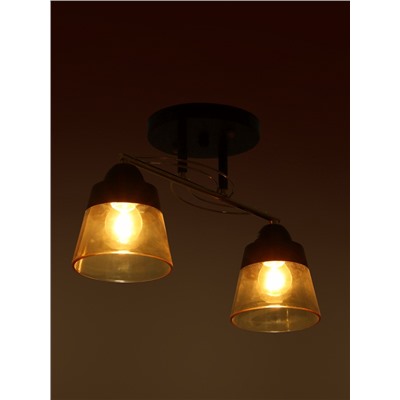 Люстра потолочная BayerLux «Кансе», 2хЕ27, 40 Вт, черно-золотой, 41×15×23 см