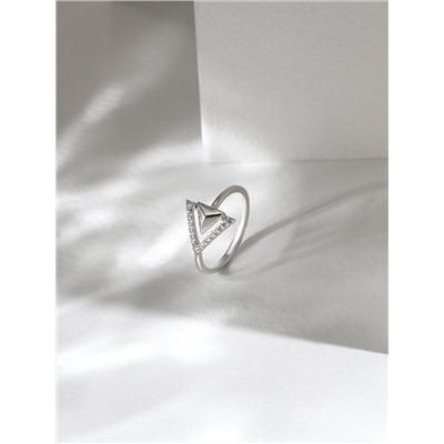 Кольцо из серебра с фианитами родированное - Треугольник 925 пробы к-7273р200