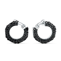 Серьги из серебра с чёрной шпинелью родированные 2-359рч416