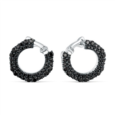 Серьги из серебра с чёрной шпинелью родированные 2-359рч416