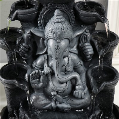 Фонтан настольный с подсветкой «Ганеша в сером под водопадами», от сети, 20×20×30 см