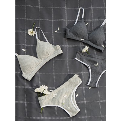 Комплект нижнего белья женский (топ, трусы) Collorista, тёмно-серый, размер 46-48