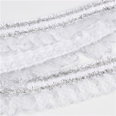 Тесьма, гипюр на атласе с фольгой, 5 см, в рулоне 25 м