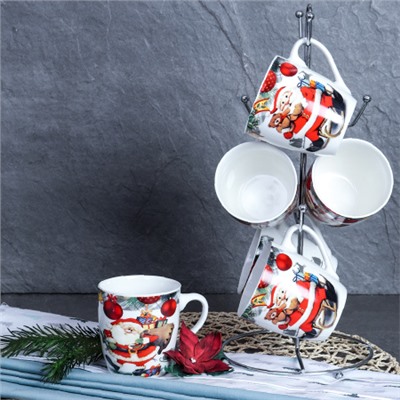 Кружка 6 штук на металлстенде 250 мл УПАКУЙ САМ / XP013 / кружка новогодняя