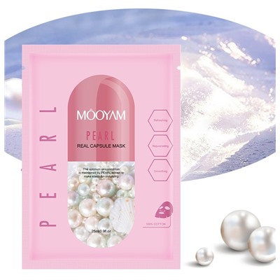 Тканевая капсульная маска для лица с экстрактом жемчуга Mooyam Pearl, 25 мл.